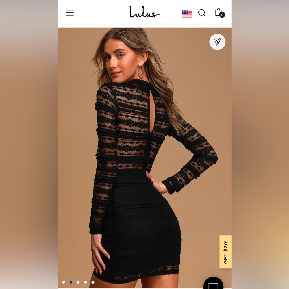 Lulus Reece Black Lace Long Sleeve Bodycon Dress